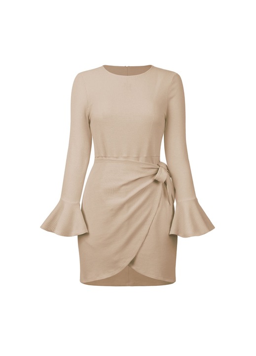 Jormftte Party ruha, hosszú ujjú, fodros, bézs, L INTL