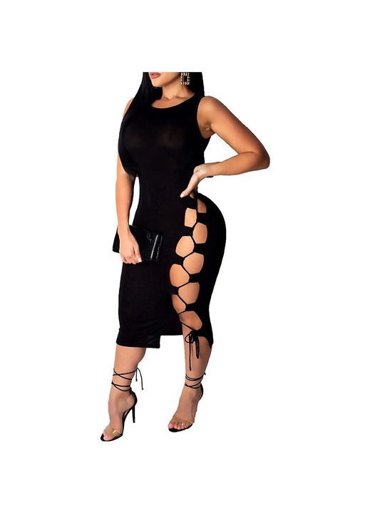 Mini ruha, Jormftte, csipke, fekete, ujjatlan