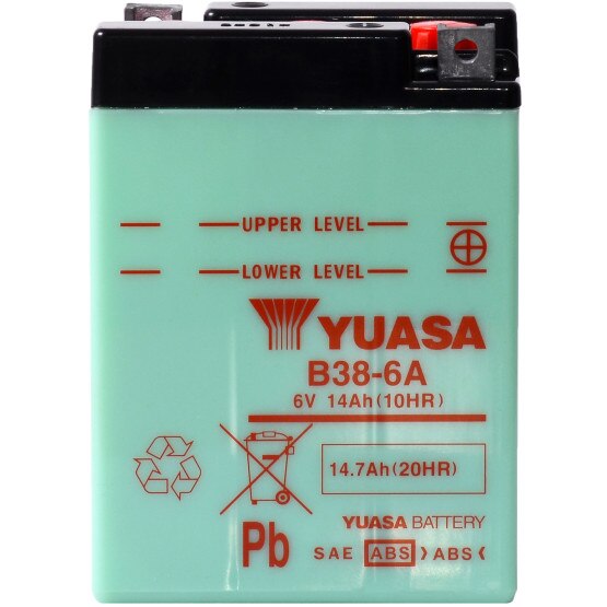 thumbnail image 2 of YUASA B386A 6V 14Ah Conventional Battery – No Acid – Jawa 360/361/623/633, Matchless 250 – Japan Made 2 of 5