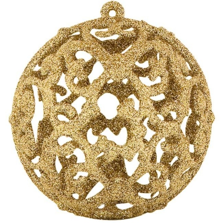 Set 6 Globuri Brad Craciun Antbro® de culoare aurie cu glitter, 6cm