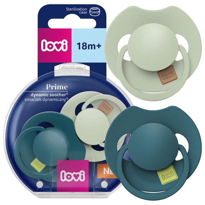 Комплект 2 силиконови залъгалки Lovi, 0-6 месеца, зелени