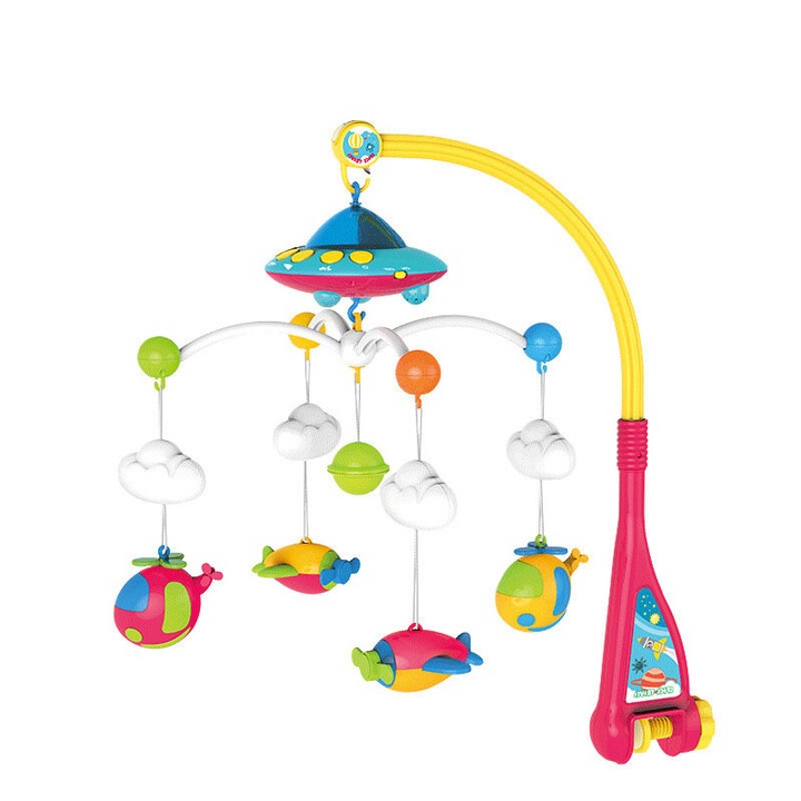 Carusel patut LEAN TOYS, UFO cu proiector, 108 melodii, 50x48cm