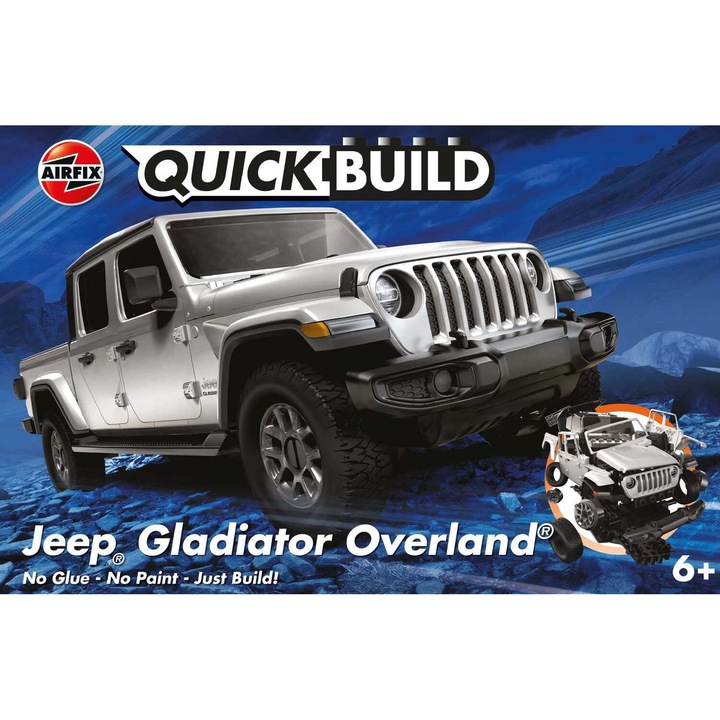 Airfix Quick Build Jeep Gladiator autómodell szett, 46 db, 18,4x7,3 cm, előre színezett, gyerekeknek 6 éves kortól