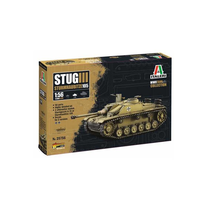 Makett katonai készlet Italeri Sturmgeschutz III, 1:56, 11x5cm, 2 alternatív modell
