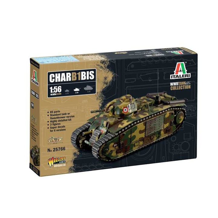 Set model tank Char B1 Bis 1:56, 12,1 cm, 85 piese, Italeri
