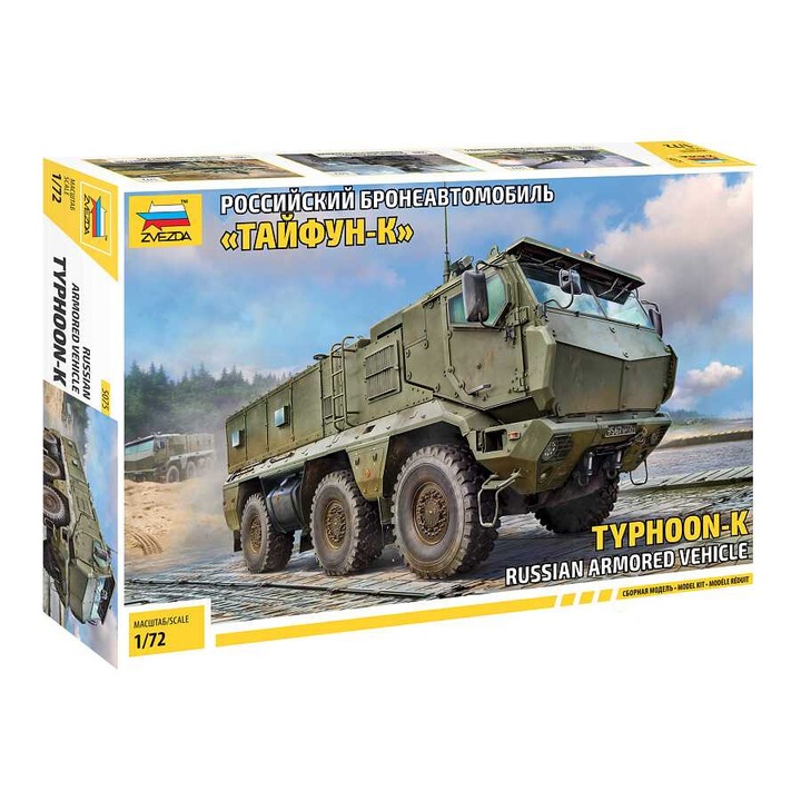 Set model militar Zvezda Typhoon-K vehicul blindat, 1:72, 186 piese, 11cm