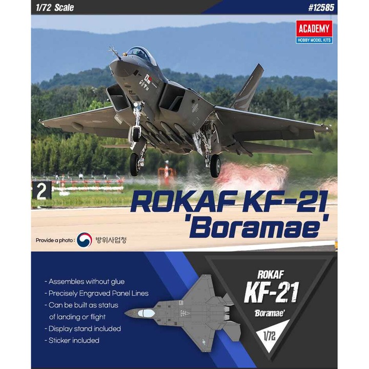 Комплект модел самолет 12585 - ROKAF KF-21 "Boramae", 1:72, 23.5cm, за моделиране, комплект