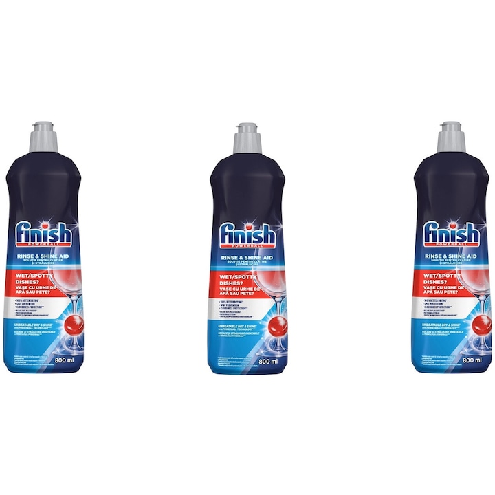 Set 3 x Finish Solutie Clatire 800ml Masina Spalat Vase, fresh aroma, parfum floral, distruge calcarul, rapid si eficient, testat dermatologic, prospetime de lunga durata, eficacitate maxima, continut generos, elimina mirosuri neplacute