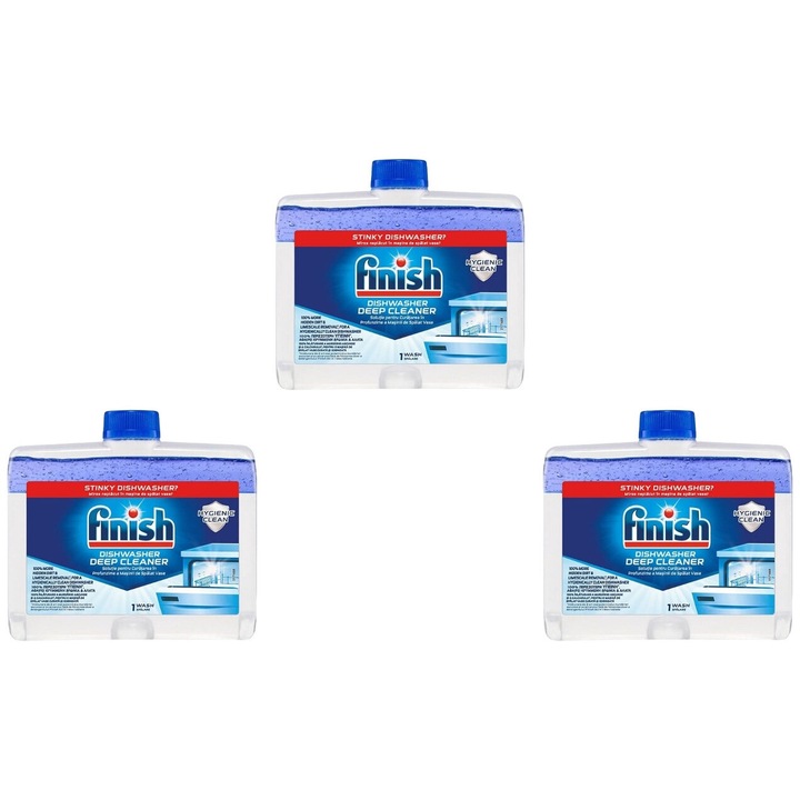 Set 3 x Finish Solutie Intretinere 250ml Regular Masina Spalat Vase, fresh aroma, parfum floral, distruge calcarul, rapid si eficient, testat dermatologic, prospetime de lunga durata, eficacitate maxima, continut generos, elimina mirosuri neplacute