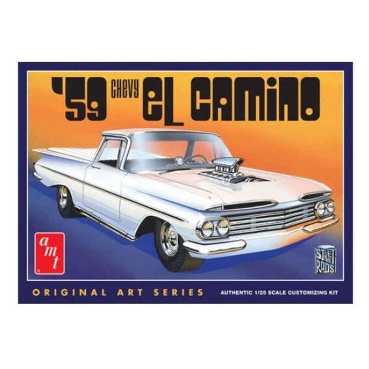 Műanyag modell 1959 Chevy El Camino, AMT, 1:25, készlet, alb, nehézségi szint 2