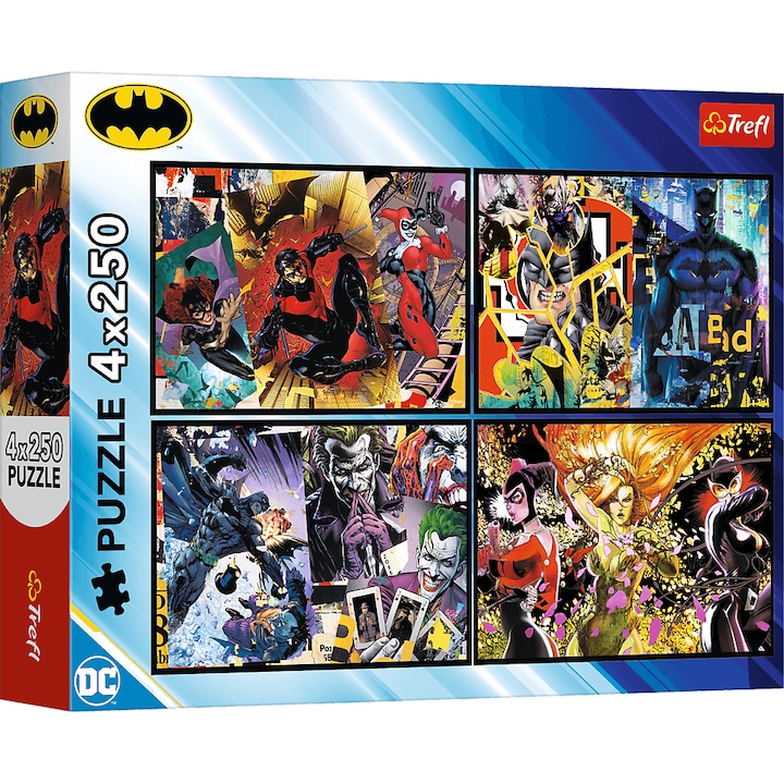 Puzzle trefl 4x250 batman dc batman in actiune