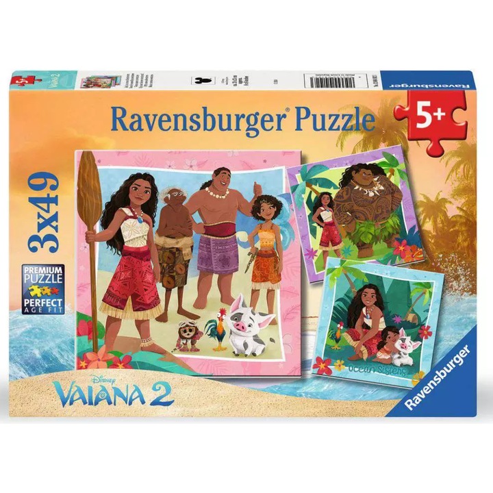 Ravensburger - Puzzle 3x49-es Vaiana - 40 - 99 darab
