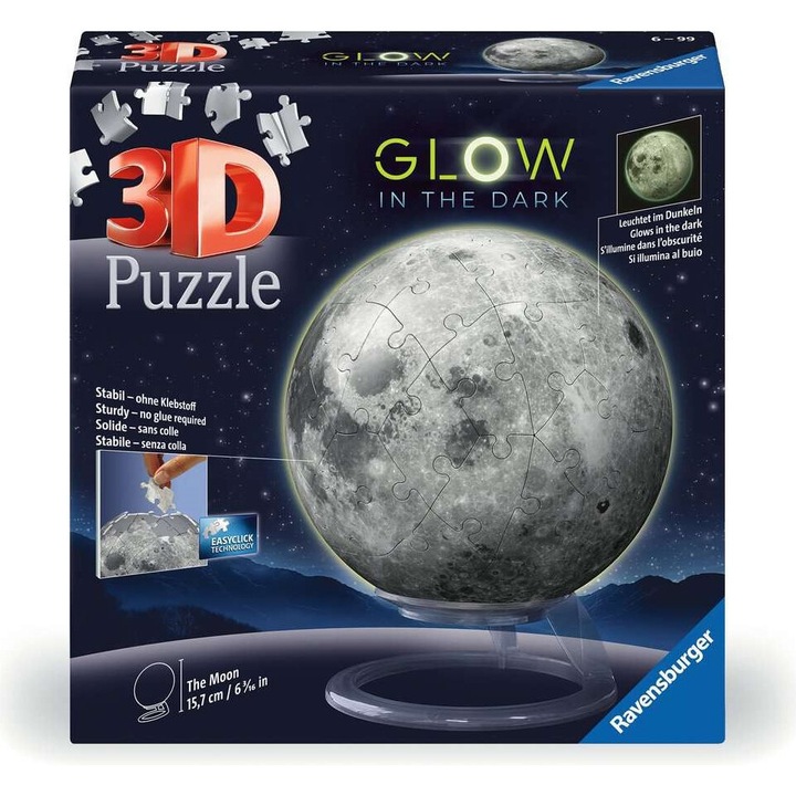 Ravensburger - Puzzle 3D luna lumineaza in intuneric 72 piese