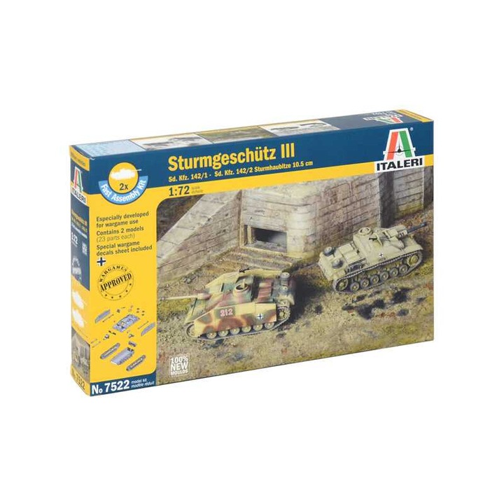 Italeri: Sturmgeschutz III Sd.tank makett ragasztóval, 1:72