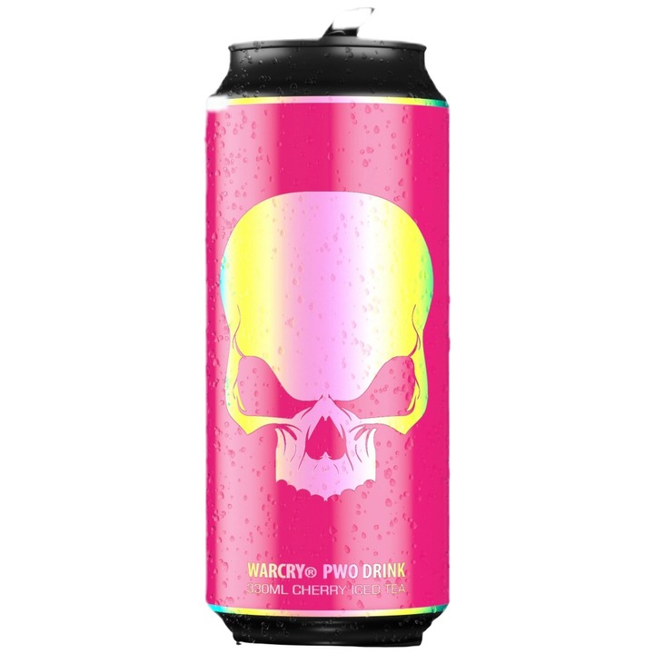 Supliment alimentar Genius Nutrition WarCry Pre-Workout Ready-To-Drink, Cherry Ice Tea, 330 ml