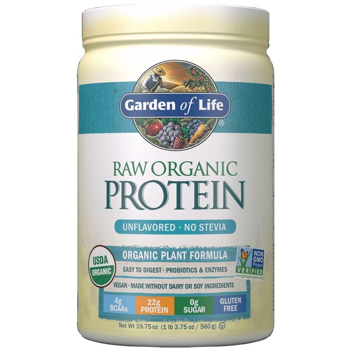 Étrend-kiegészítő Garden Of Life RAW Protein / Beyond Organic Protein Formula / Ízesítetlen, 560 gramm