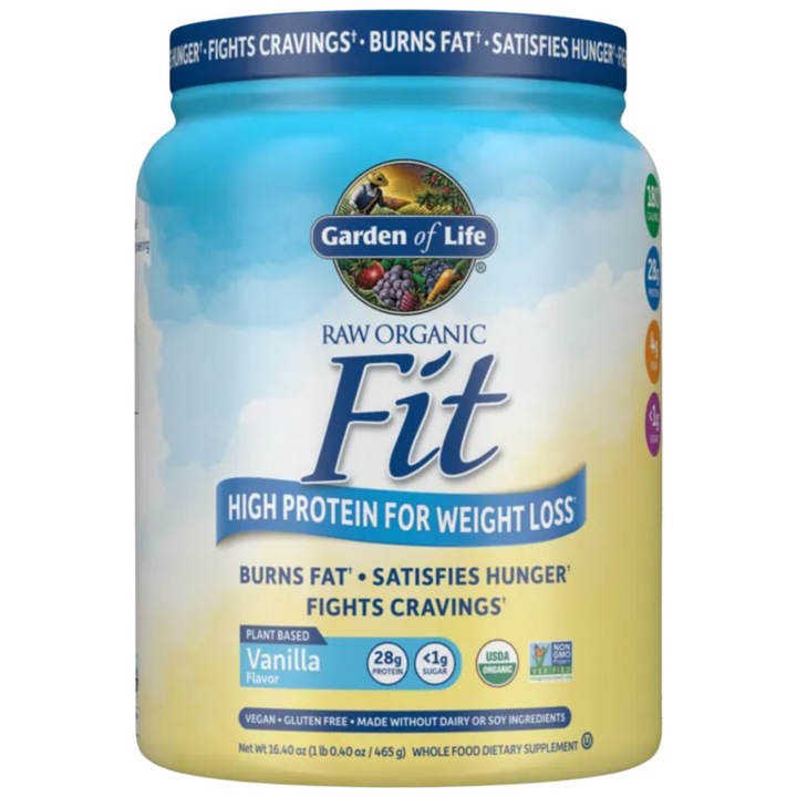 Supliment alimentar Garden Of Life Raw Organic Fit Slabit cu continut ridicat de proteine, Vanilie, 890 grame
