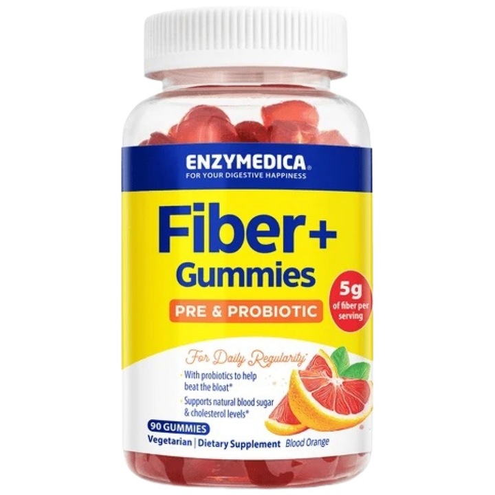 Supliment alimentar Enzymedica Fiberplus Gummies, Red Orange, 90 gummies