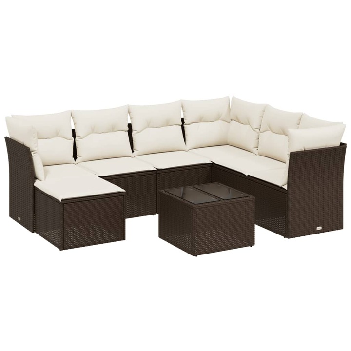 VidaXL 8 részes barna polyrattan kerti ülőgarnitúra párnákkal 56.4 kg