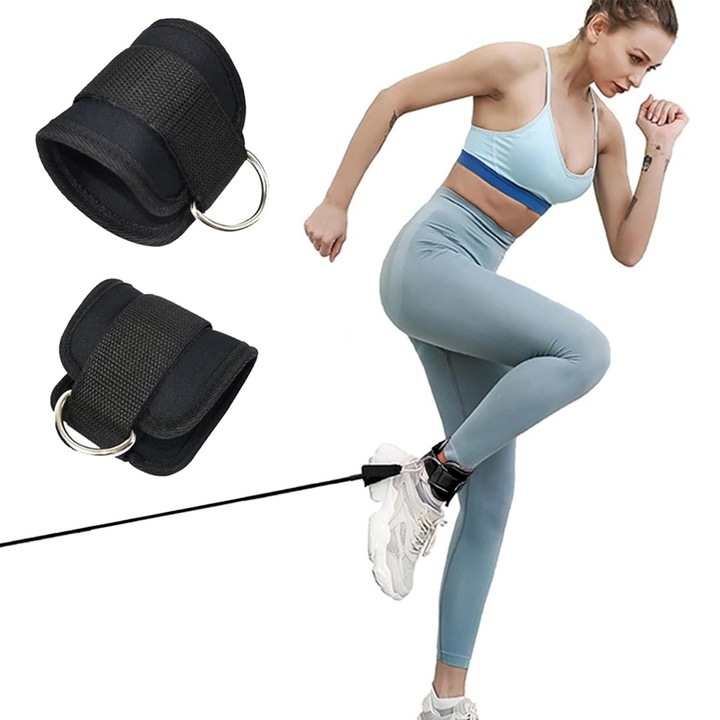 Set curele de antrenament pentru glezne JUP 2 piese, Ajustabil, 36 cm, Negru