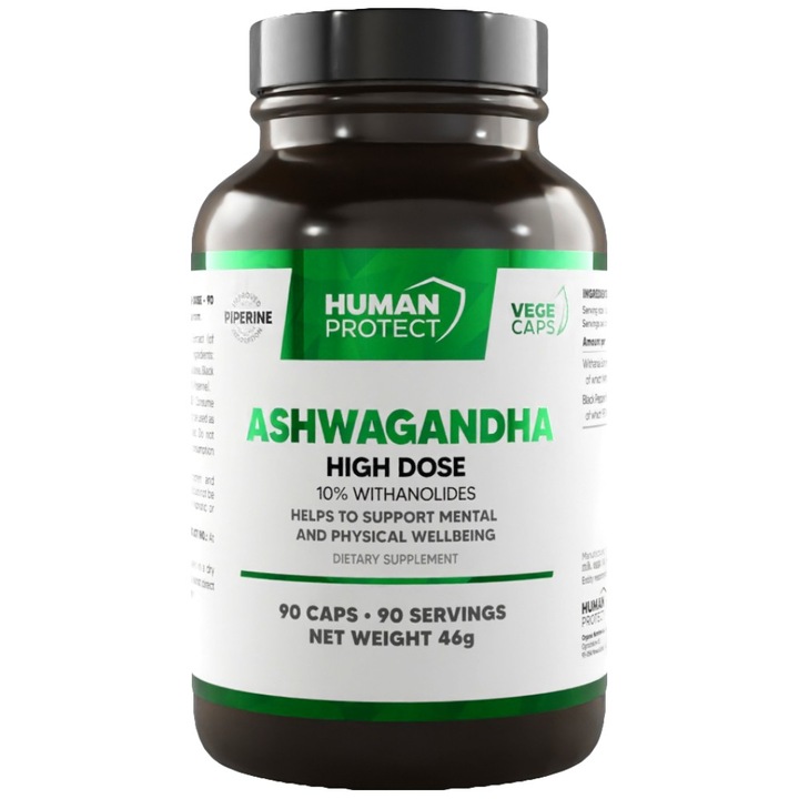Supliment alimentar Human Protect Ashwagandha 400 mg Doza mare 10% Withanolide, 90 capsule
