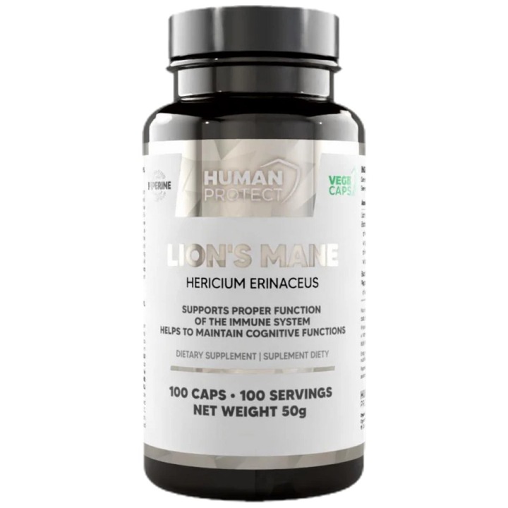 Human Protect Lionand's Mane étrend-kiegészítő 400 mg 20% béta-glükánnal, 100 kapszula