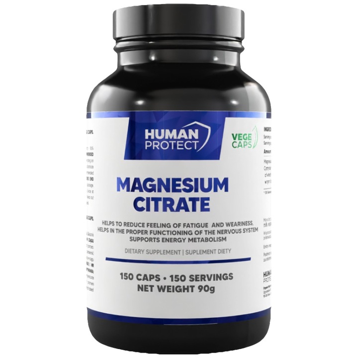 Táplálékkiegészítő Human Protect Magnézium-citrát 500 mg, 150 kapszula