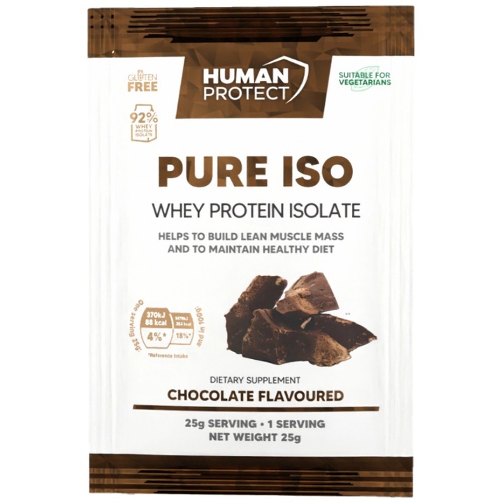 Хранителна добавка Human Protect Pure Iso Whey Protein Isolate, Шоколад, 25 грама