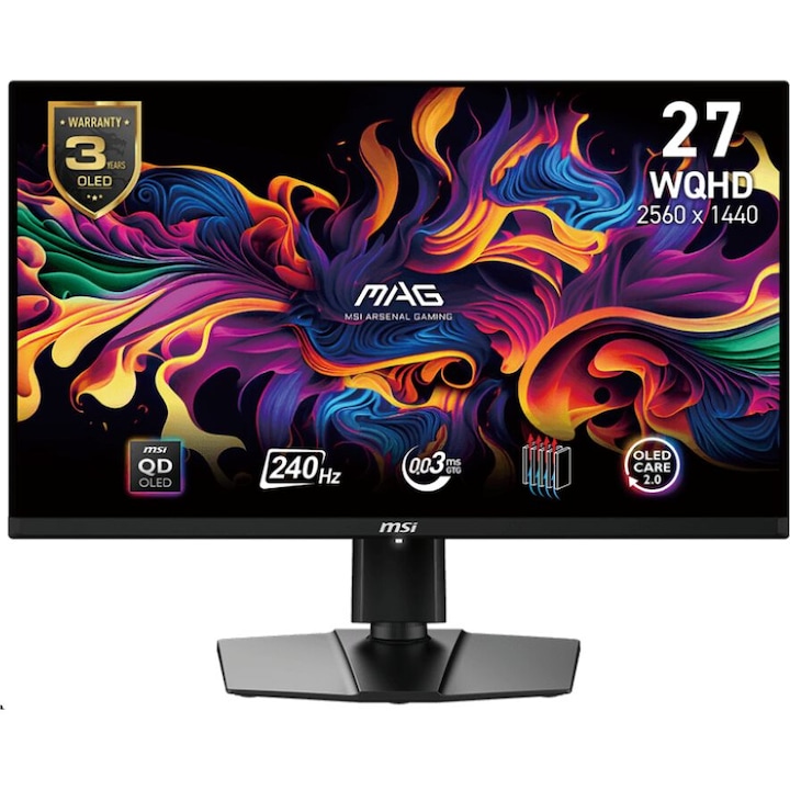 Монитор 26.5'' MSI MAG 271QPX QD-OLED E2, QD-OLED, 2560 x 1440, USB Type-C с DisplayPort ф-я, 1 x Audio Out, 2 x HDMI 2.1, 1 x DisplayPort 1.4a