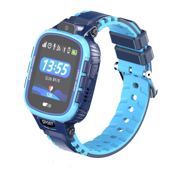Детски Смарт часовник NUBI TP36, Сим карта и камера, GPS+LBS Tracking, Wi-Fi, Син / Черен