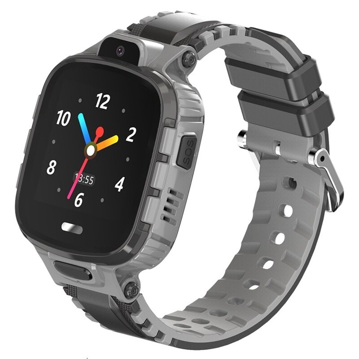 Детски Смарт часовник NUBI TP36, Сим карта и камера, GPS+LBS Tracking, Wi-Fi, Черно / Сиво
