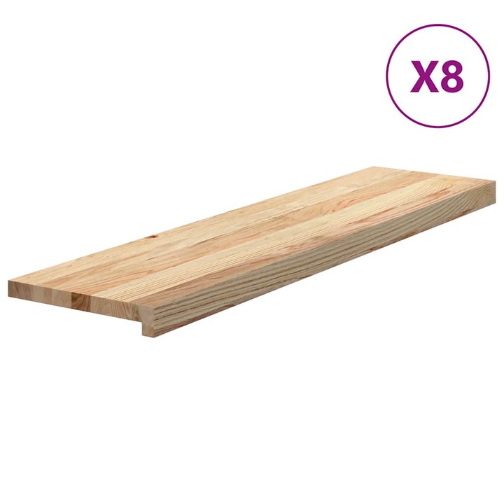 VidaXL 8 db tömör tölgyfa lépcsőfokok kezeletlen 100x30x2 cm 9.6 kg 3282914