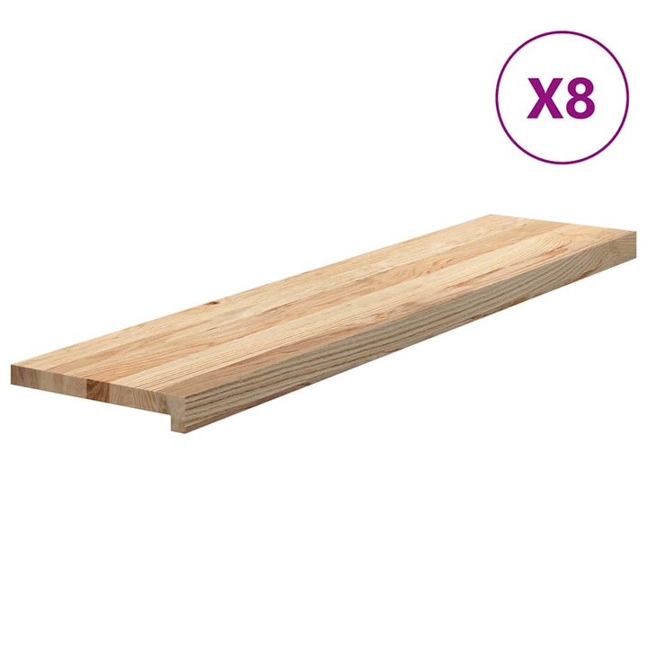VidaXL Trepte scari 8 buc Stejar masiv netratat 110x30x2 cm 3282915