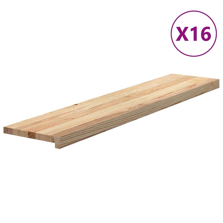 VidaXL 16 db tömör tölgyfa lépcsőfokok kezeletlen 120x25x2 cm 9.75 kg 3282934
