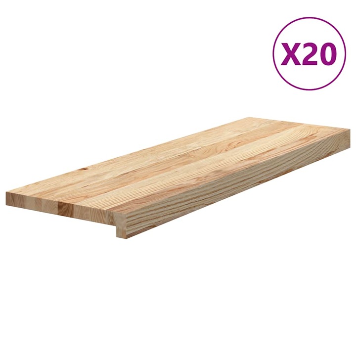 VidaXL 20 db tömör tölgyfa lépcsőfokok kezeletlen 80x30x2 cm 7.7 kg 3282948