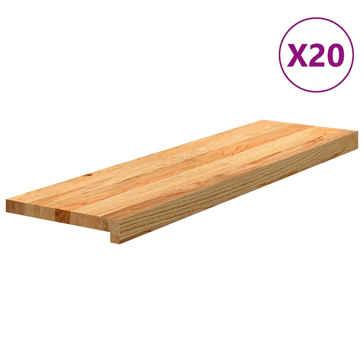 VidaXL 20 db tömör tölgyfa világosbarna lépcsőfokok 90x25x2 cm 7.7 kg 3283003
