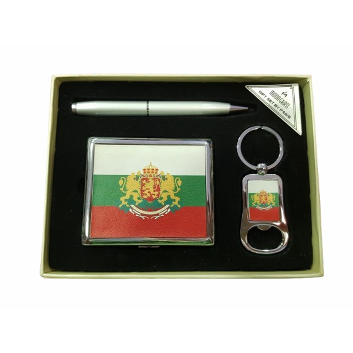 Комплект за подарък, Табакера, химикалка, ключодържател, Тип за пушачи, 3 броя