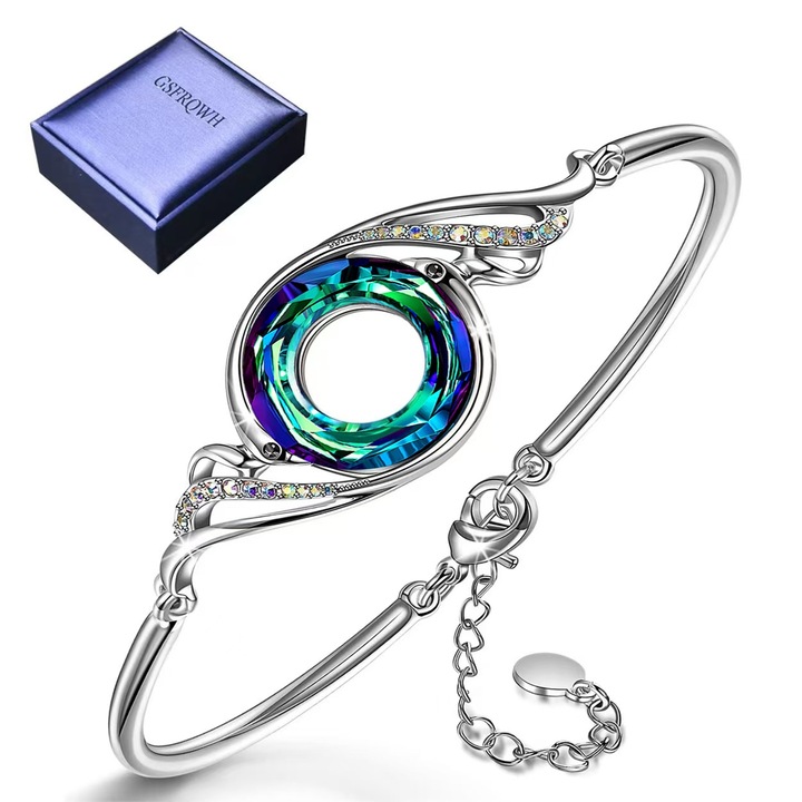 Bratara argint fete GSFRQWH® lungime reglabila cristal albastru natural bratara infinit love Argintiu/albastru