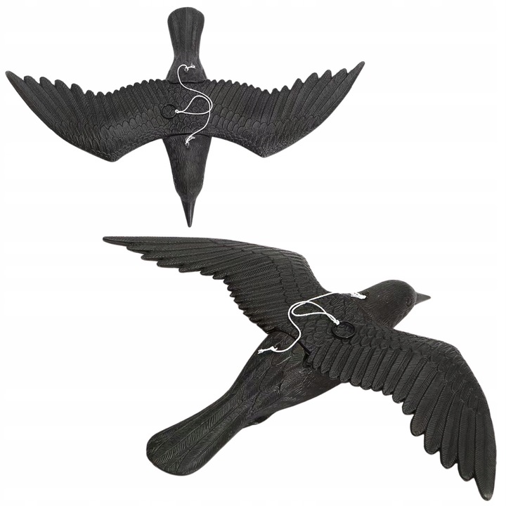 Figurina, Korbi, Corb Negru In Zbor, Aspect Natural, Rezistenta La Intemperii, Usor De Instalat, Inaltime 7 cm, Lungime 38 cm, Latimea Aripilor 56 cm, Negru