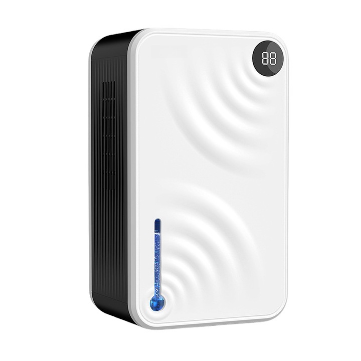 Dezumidificator inteligent, panouri duble de condensare, afisaj LED, lumini in sapte culori, rezervor de apa de mare capacitate, alb