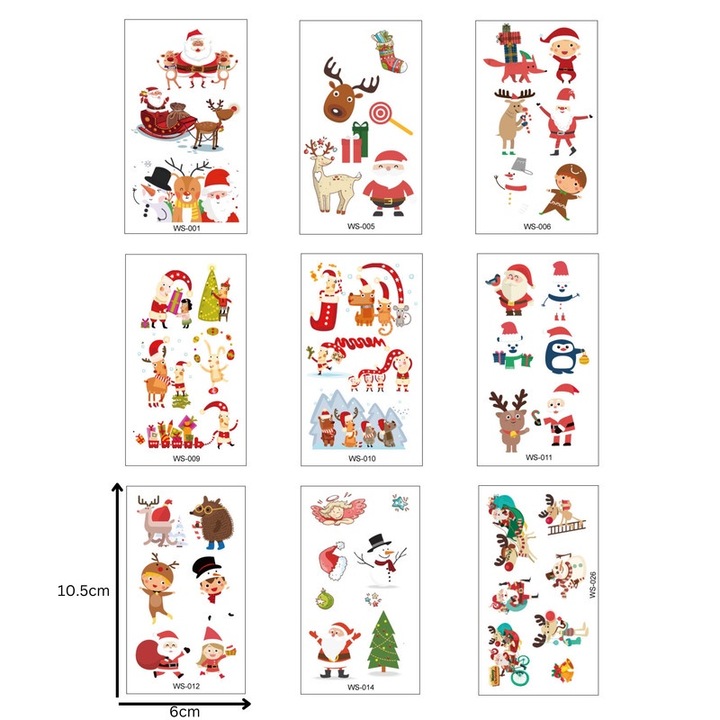 Set 9 foi tatuaje temporare, Pentru adulti/copii, Multicolor