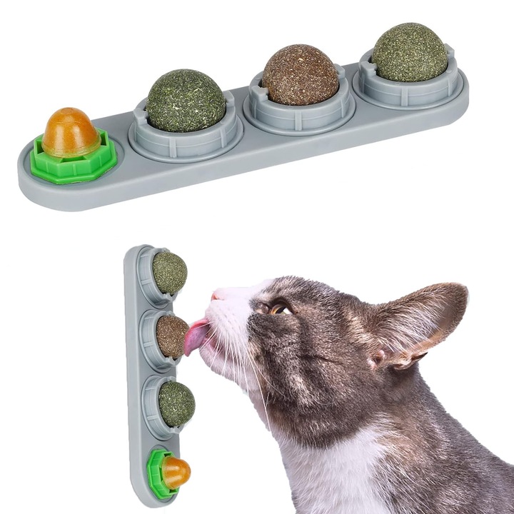 Set 4 bile de catnip, Axroad Mall, Extract plante, Comestibile, Curatati respiratia fetida, Elimina eficient si tartru, Imbunatati digestia, Rezistent la praf, Rezistent la uzura, Plastic, Gri