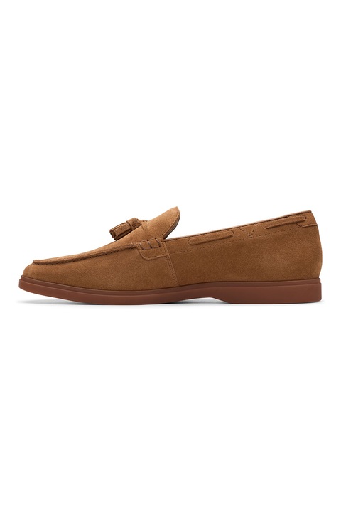 Clarks, Велурени мокасини Torford с пискюли, Карамел
