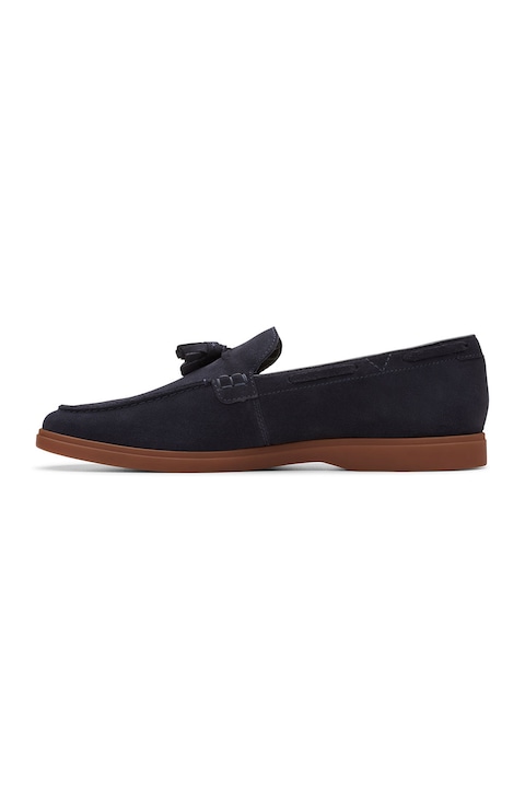 Clarks, Велурени мокасини Torford с пискюли, Ултрамарин синьо