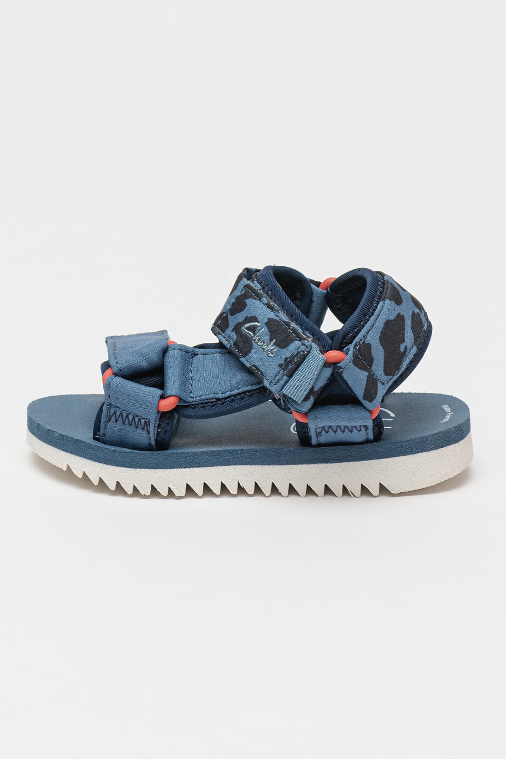 Clarks, Sandale cu velcro si logo brodat Peak Web, Albastru, 27 EU