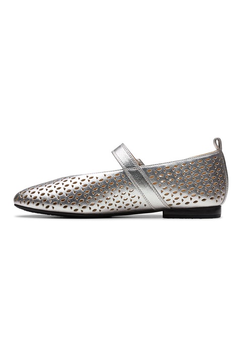 Clarks, Кожени пантофки Mary Jane, Сребрист