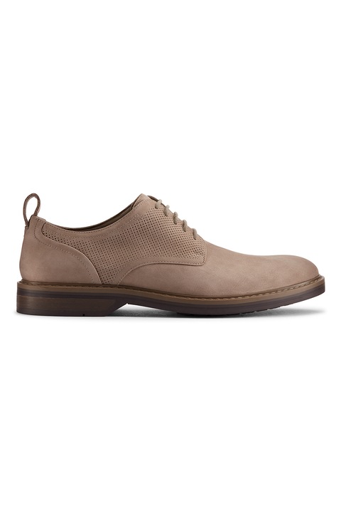 Clarks, Велурени обувки Aldwin тип Derby, Сиво-бежов