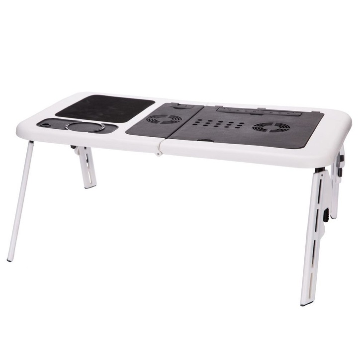 Suport laptop, Royal, Cooler incorporat, Alb/Negru