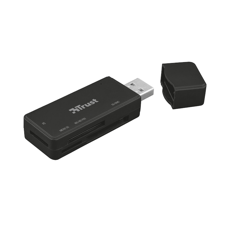Четец на карти, Trust, USB 3.1, черен