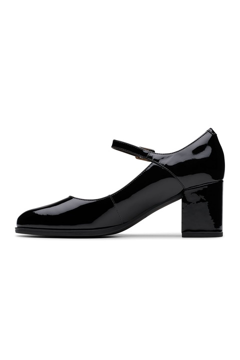 Clarks, Кожени обувки Mary Jane с масивен ток, Избеляло черно